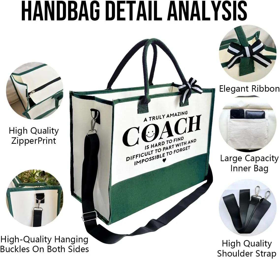 Amazing Coach Tote Bag, Canvas Tote Bag for Women, Shoulder Beach Bag, Thank You Gift for Female Coach, Coach Gifts for Women, Travel Bag Gifts for Coach, Canvas Tote Bag With Zipper, Make Up Gag B1