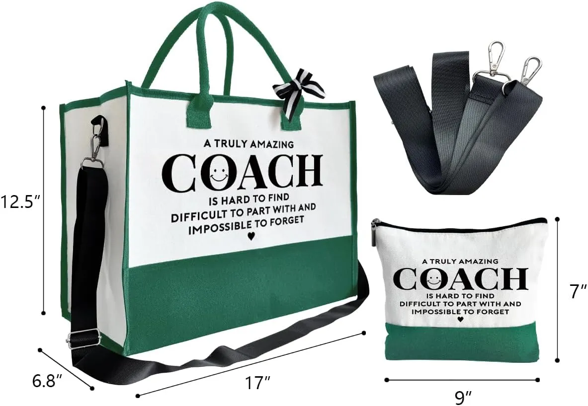 Amazing Coach Tote Bag, Canvas Tote Bag for Women, Shoulder Beach Bag, Thank You Gift for Female Coach, Coach Gifts for Women, Travel Bag Gifts for Coach, Canvas Tote Bag With Zipper, Make Up Gag B1