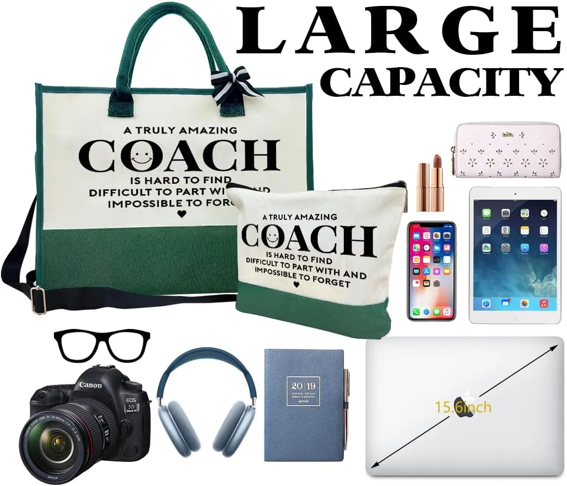 Amazing Coach Tote Bag, Canvas Tote Bag for Women, Shoulder Beach Bag, Thank You Gift for Female Coach, Coach Gifts for Women, Travel Bag Gifts for Coach, Canvas Tote Bag With Zipper, Make Up Gag B1