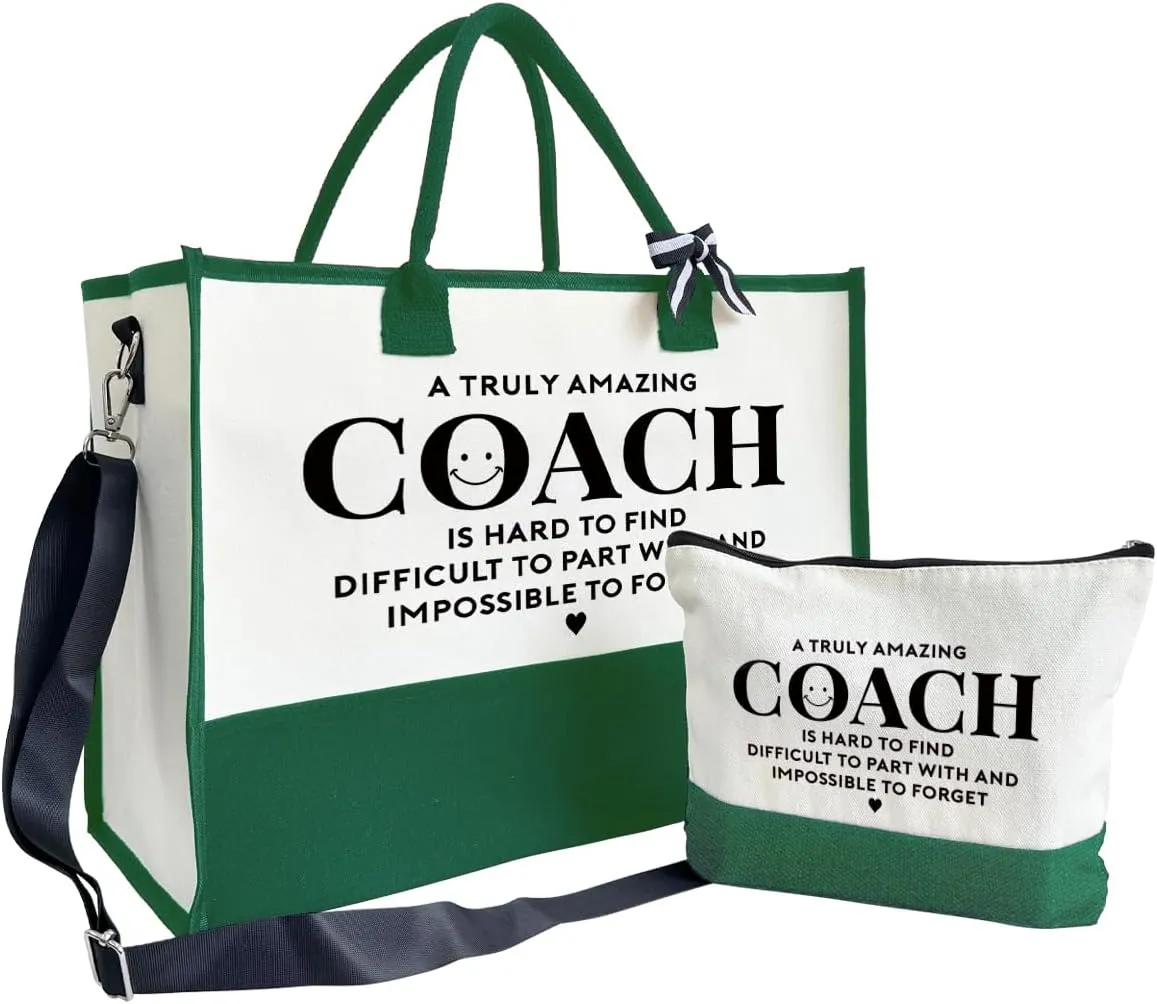 Amazing Coach Tote Bag, Canvas Tote Bag for Women, Shoulder Beach Bag, Thank You Gift for Female Coach, Coach Gifts for Women, Travel Bag Gifts for Coach, Canvas Tote Bag With Zipper, Make Up Gag B1