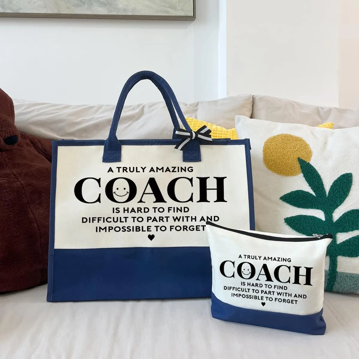 Amazing Coach Tote Bag for Women, Canvas Shoulder Beach Bag, Thank You Gift for Female Coach, Travel Bag With Zipper, Make Up Gag C1