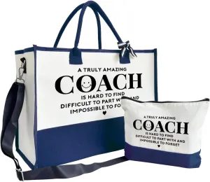 Amazing Coach Tote Bag for Women, Canvas Shoulder Beach Bag, Thank You Gift for Female Coach, Travel Bag With Zipper, Make Up Gag C1