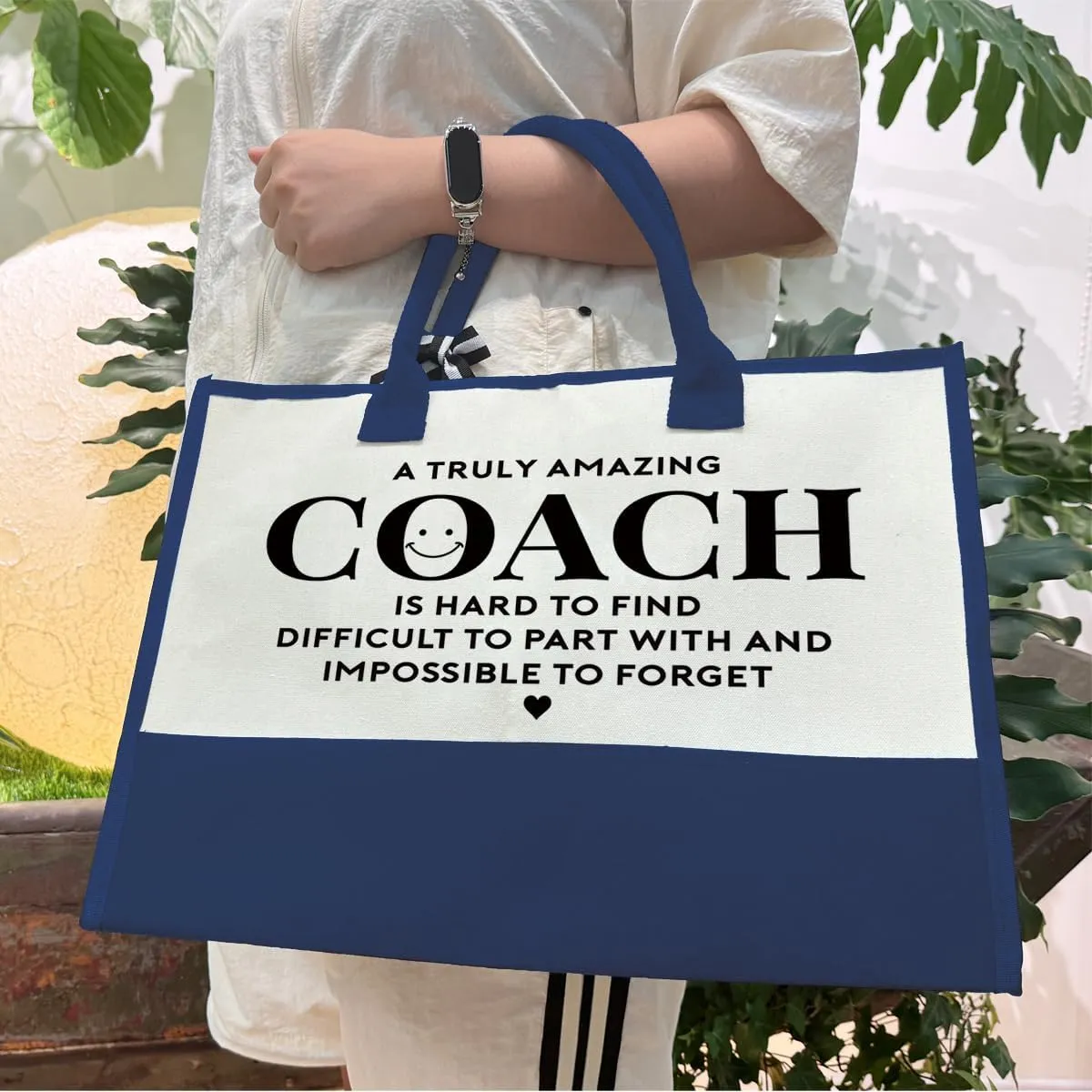 Amazing Coach Tote Bag for Women, Canvas Shoulder Beach Bag, Thank You Gift for Female Coach, Travel Bag With Zipper, Make Up Gag C1