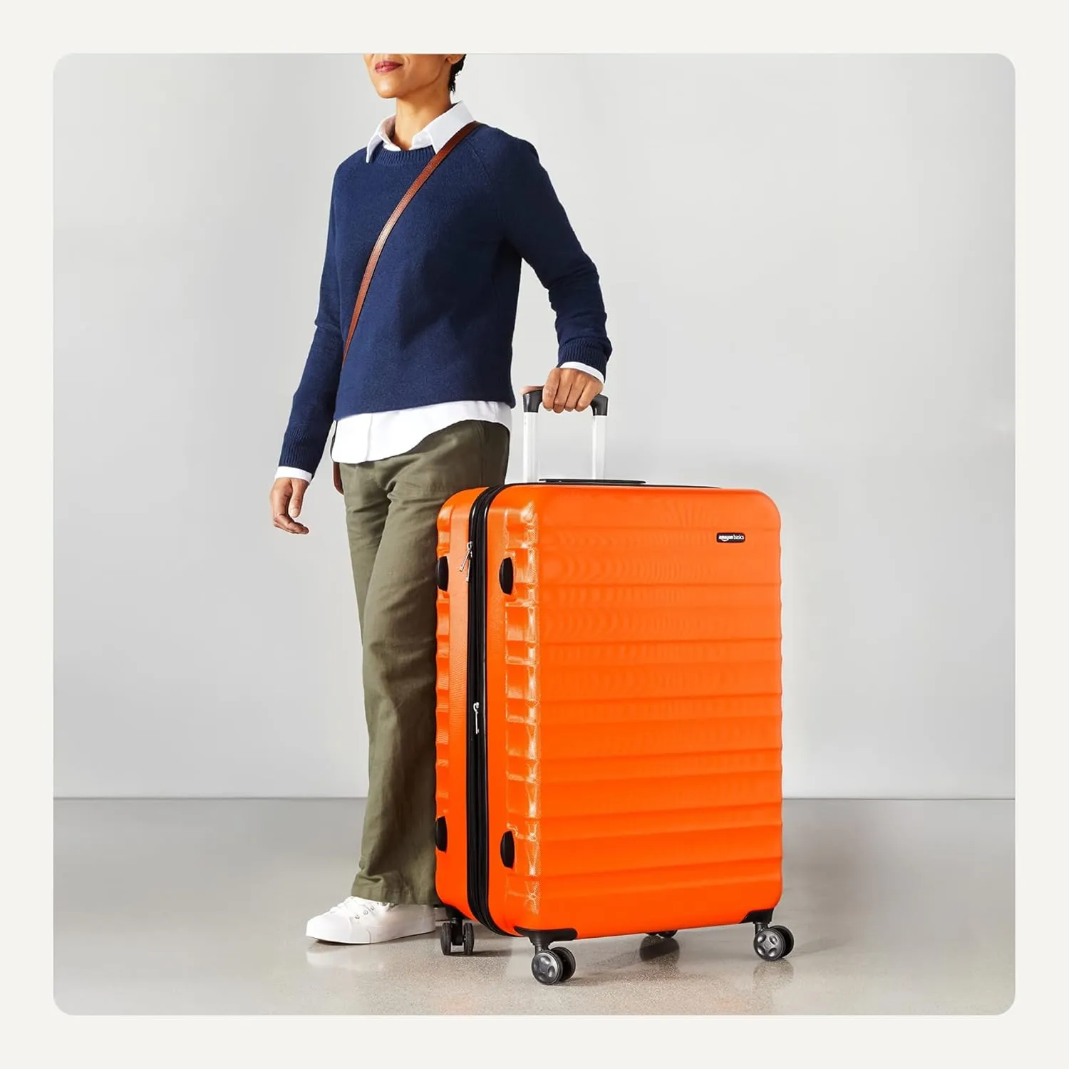 Amazon Basics 30" Hardside Large Checked Luggage, Hardshell Suitcase With Wheels, Expandable For Up to 15% More Space, With Scratch-Resistant Surface, Four Multi-directional Wheels, Orange