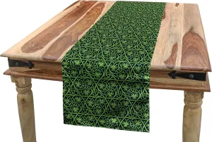 Ambesonne Irish Table Runner, National Foliage Pattern Intricate Twigs and Dots Trefoil Botanical Abstraction, Dining Room Kitchen Rectangular Runner, 12" X 72", Avocado Green