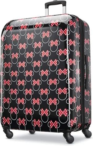 American Tourister Disney Hardside Luggage with Spinner Wheels, Minnie Mouse Head Bow, Checked-Large 28-Inch