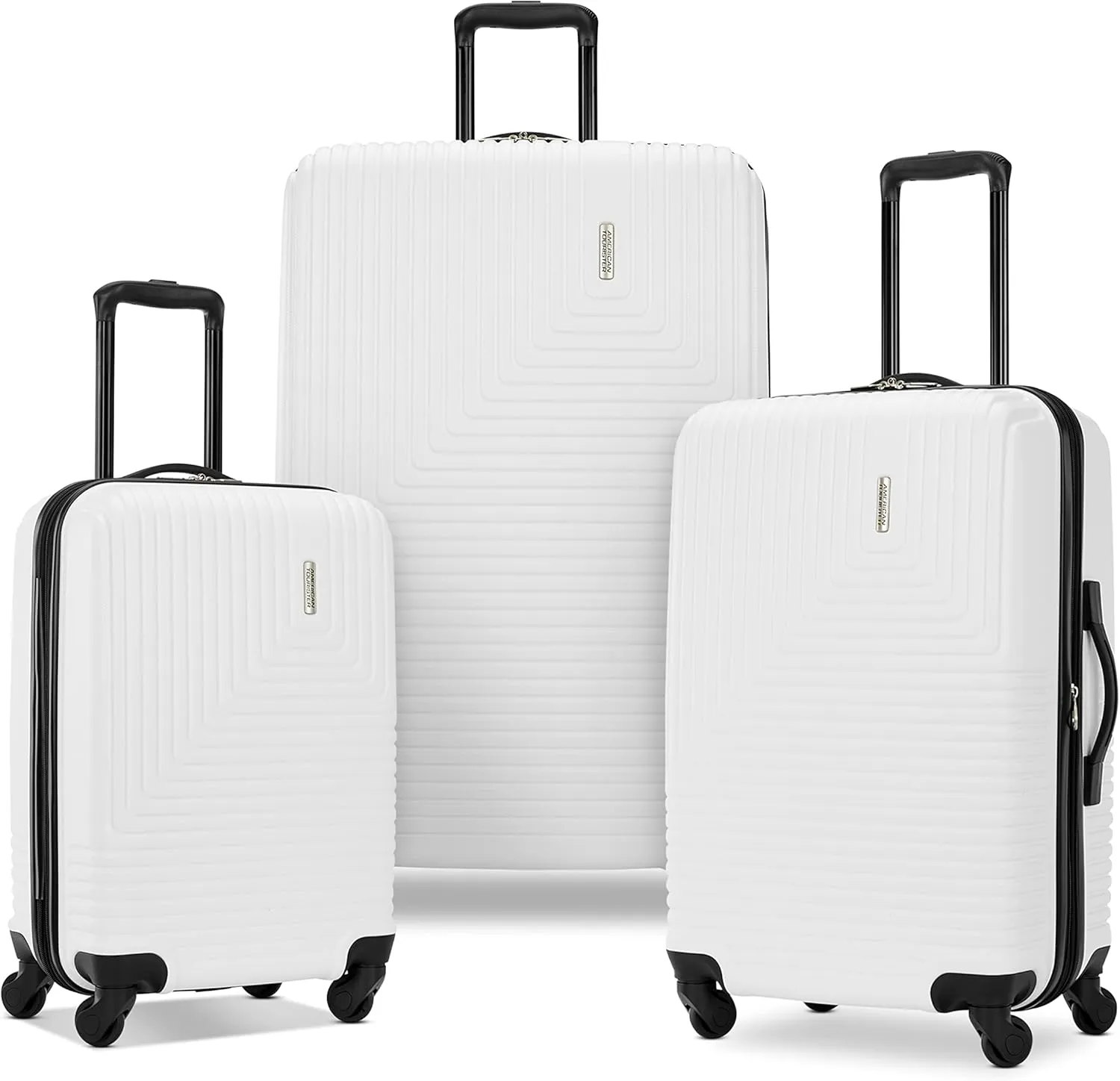 American Tourister Groove Hardside Luggage with Spinner Wheels, White, 3-Piece Set (Carry On, Medium, Large)