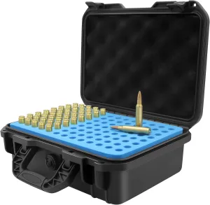 Ammo Storage Box, Waterproof Ammo Case, 9mm .223 Ammo Box，104 Rounds Bullet Ammo Can with Locking Hole, Ammunition Storage Container for Range Travel