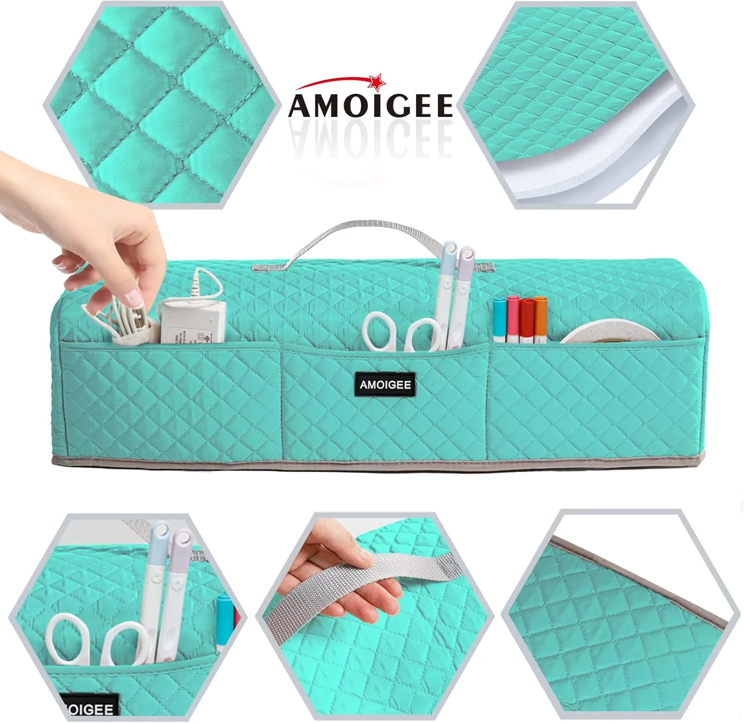 AMOIGEE Padded Dust Cover Compatible with Cricut Maker 4, Explore 4, Cricut Maker, Maker 3, Explore 3, Explore Air 2, Machine Cover for Cricut Accessories and Suppliers, Tools