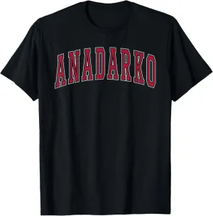 Anadarko Oklahoma Souvenir College Style Red Text T-Shirt