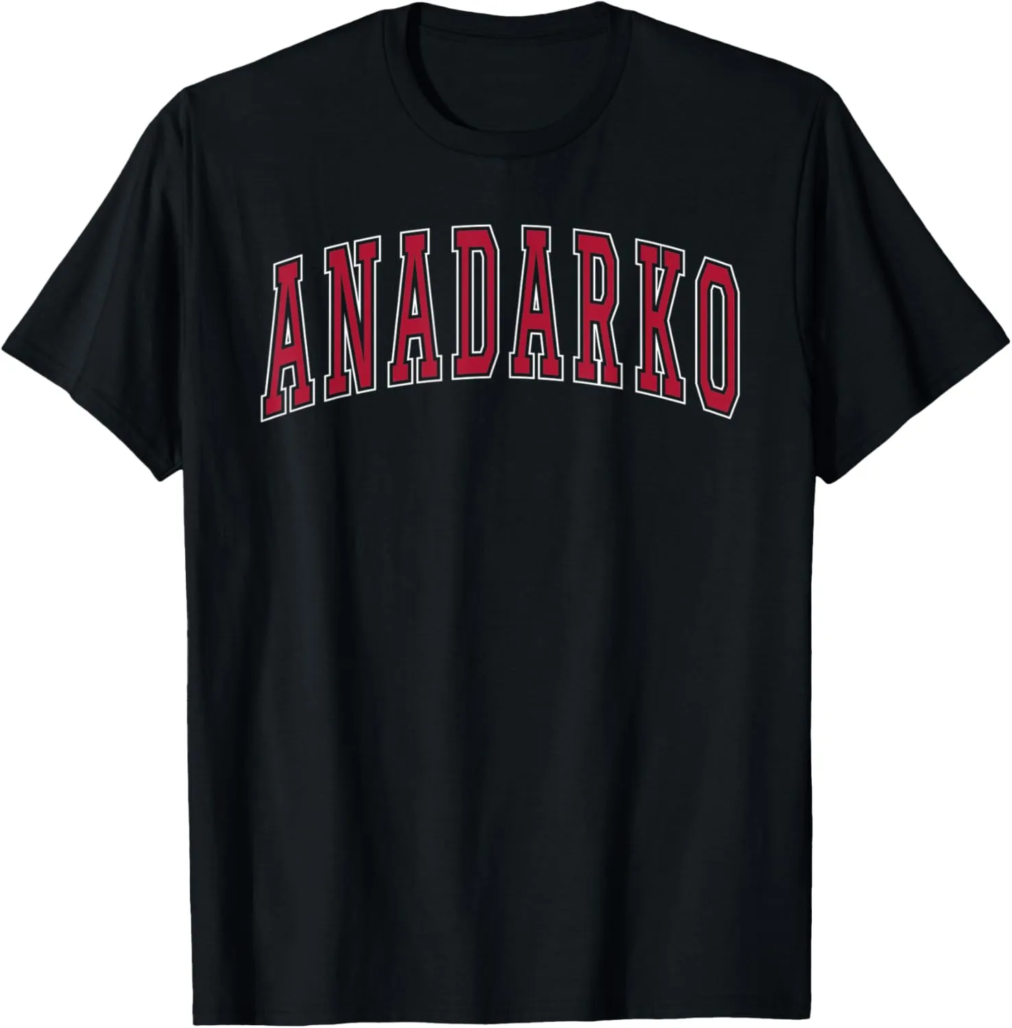 Anadarko Oklahoma Souvenir College Style Red Text T-Shirt