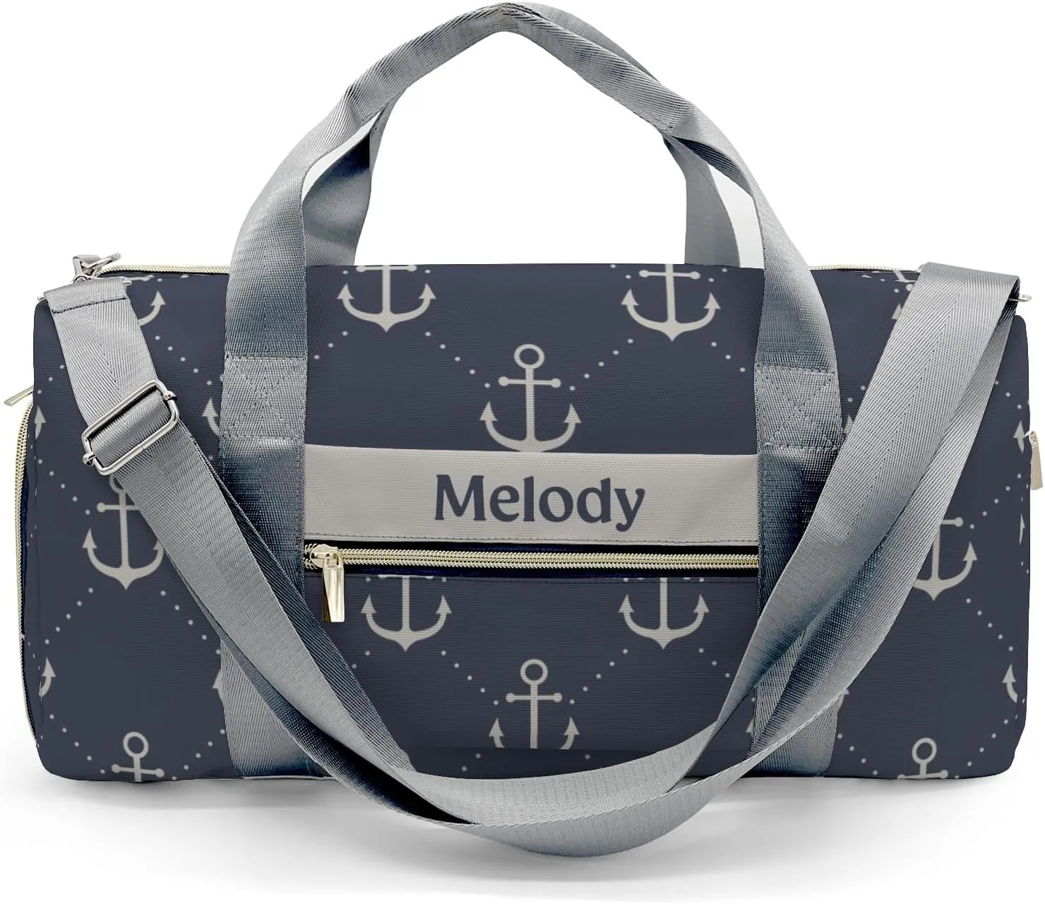 Anchor (2) Personalized Duffel Bag,Custom Travel Gym Bag with Name,Waterproof Sports Overnight Bag with Shoe Compartment & Shoulder Strap