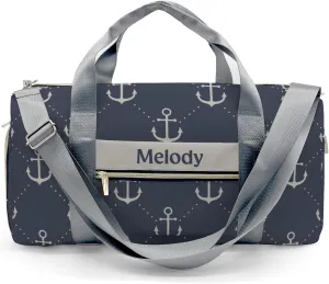 Anchor (2) Personalized Duffel Bag,Custom Travel Gym Bag with Name,Waterproof Sports Overnight Bag with Shoe Compartment & Shoulder Strap