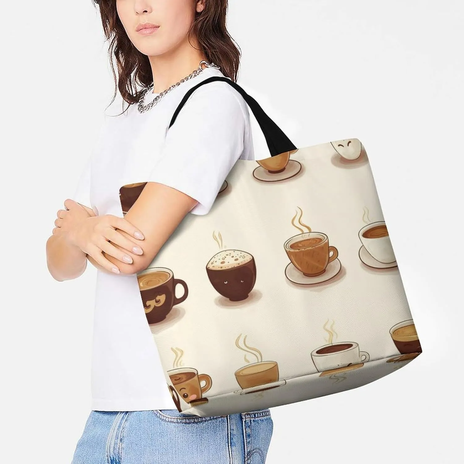 Ancient Egyptian Hieroglyph Tote Bag for Women Reusable Grocery Shoulder Bags Shopping Bag for Travel, Groceries