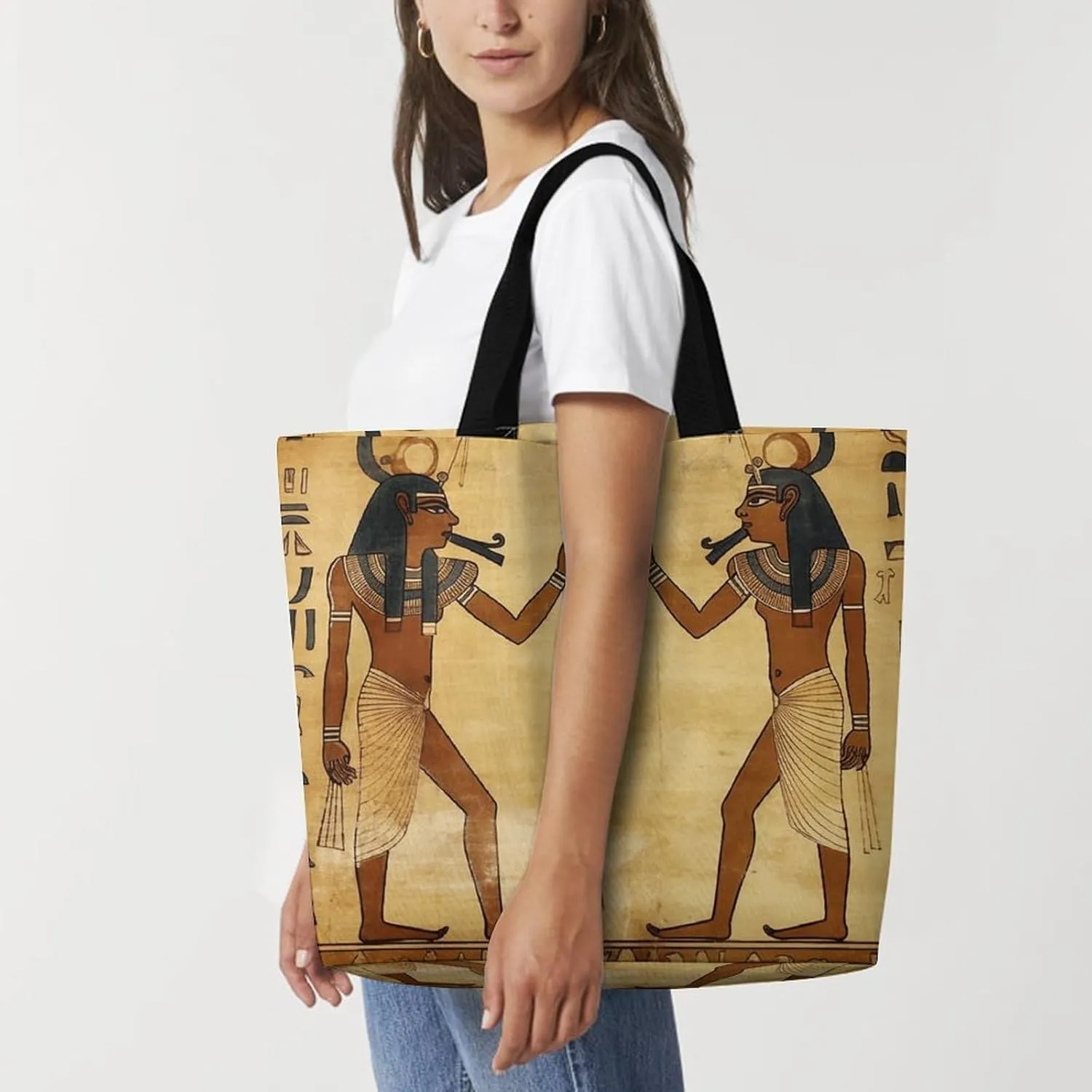 Ancient Egyptian Tote Bag for Women Reusable Grocery Shoulder Bags Shopping Bag for Travel, Groceries