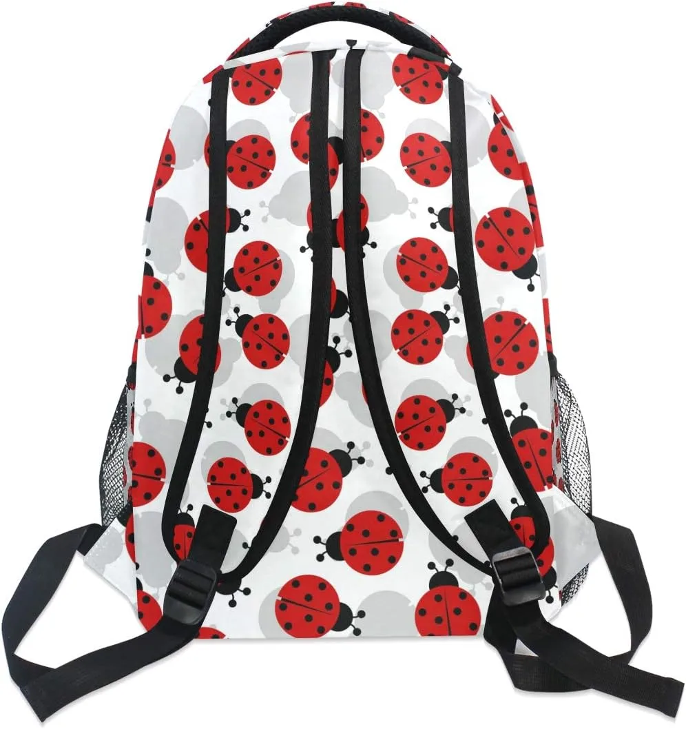 Animal Ladybugs Pattern Backpacks College School Bag Shoulder Casual Travel Daypack Hiking Camping
