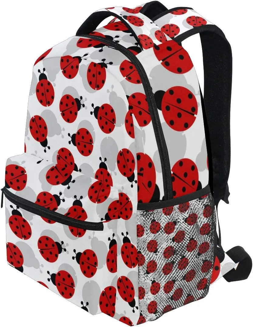 Animal Ladybugs Pattern Backpacks College School Bag Shoulder Casual Travel Daypack Hiking Camping
