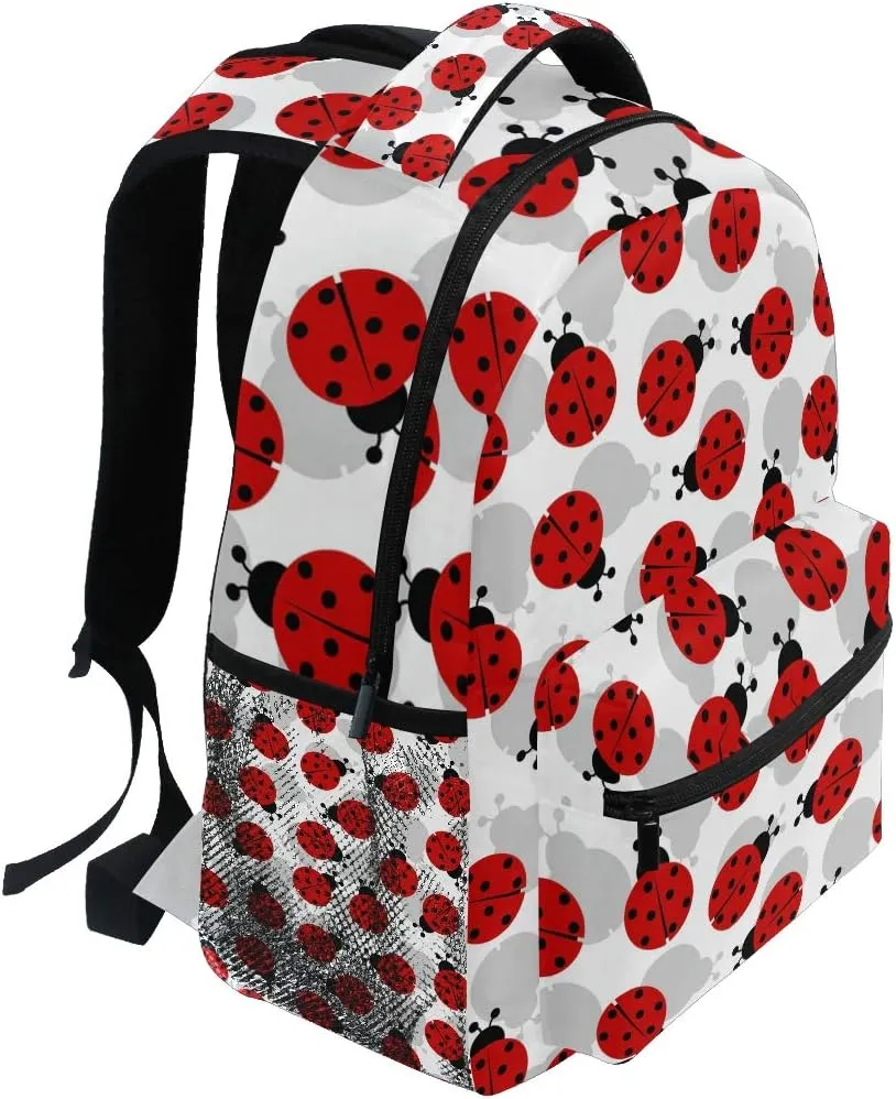 Animal Ladybugs Pattern Backpacks College School Bag Shoulder Casual Travel Daypack Hiking Camping