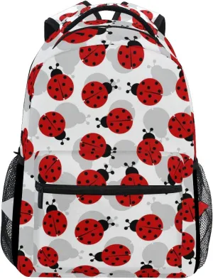 Animal Ladybugs Pattern Backpacks College School Bag Shoulder Casual Travel Daypack Hiking Camping