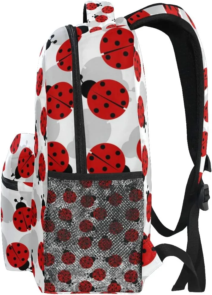 Animal Ladybugs Pattern Backpacks College School Bag Shoulder Casual Travel Daypack Hiking Camping