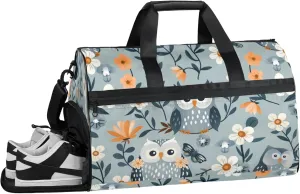 Animals Gym Duffle Bag for Men, Owls Waterproof Sports duffle bag for travel Weekender Bags for Women Overnight Bag with Shoes Compartment