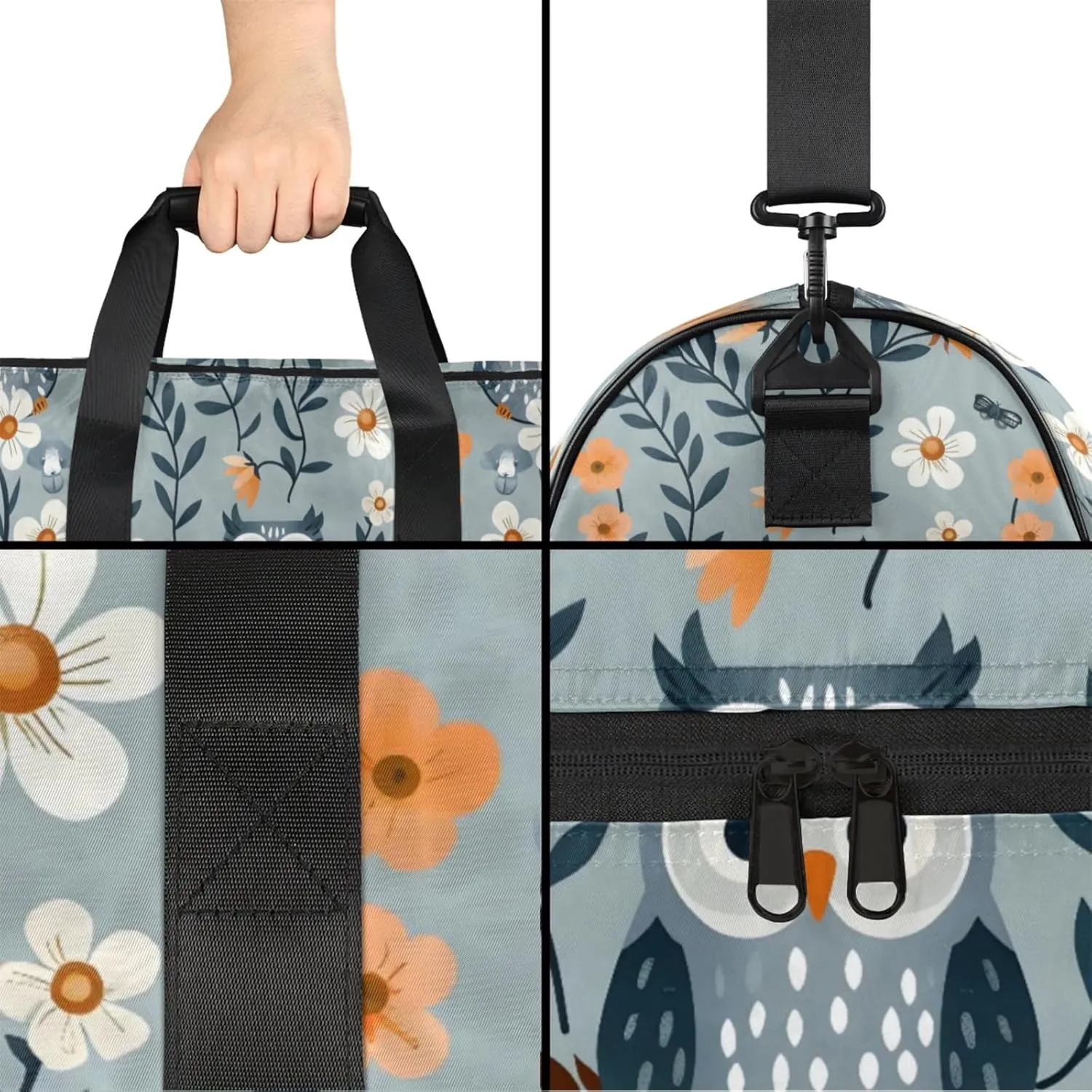 Animals Gym Duffle Bag for Men, Owls Waterproof Sports duffle bag for travel Weekender Bags for Women Overnight Bag with Shoes Compartment