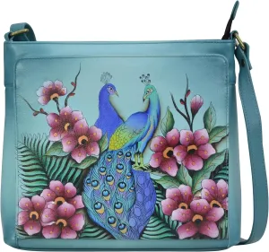 Anna by Anuschka Women's Genuine Leather Crossbody Organizer, Hand-Painted Exterior