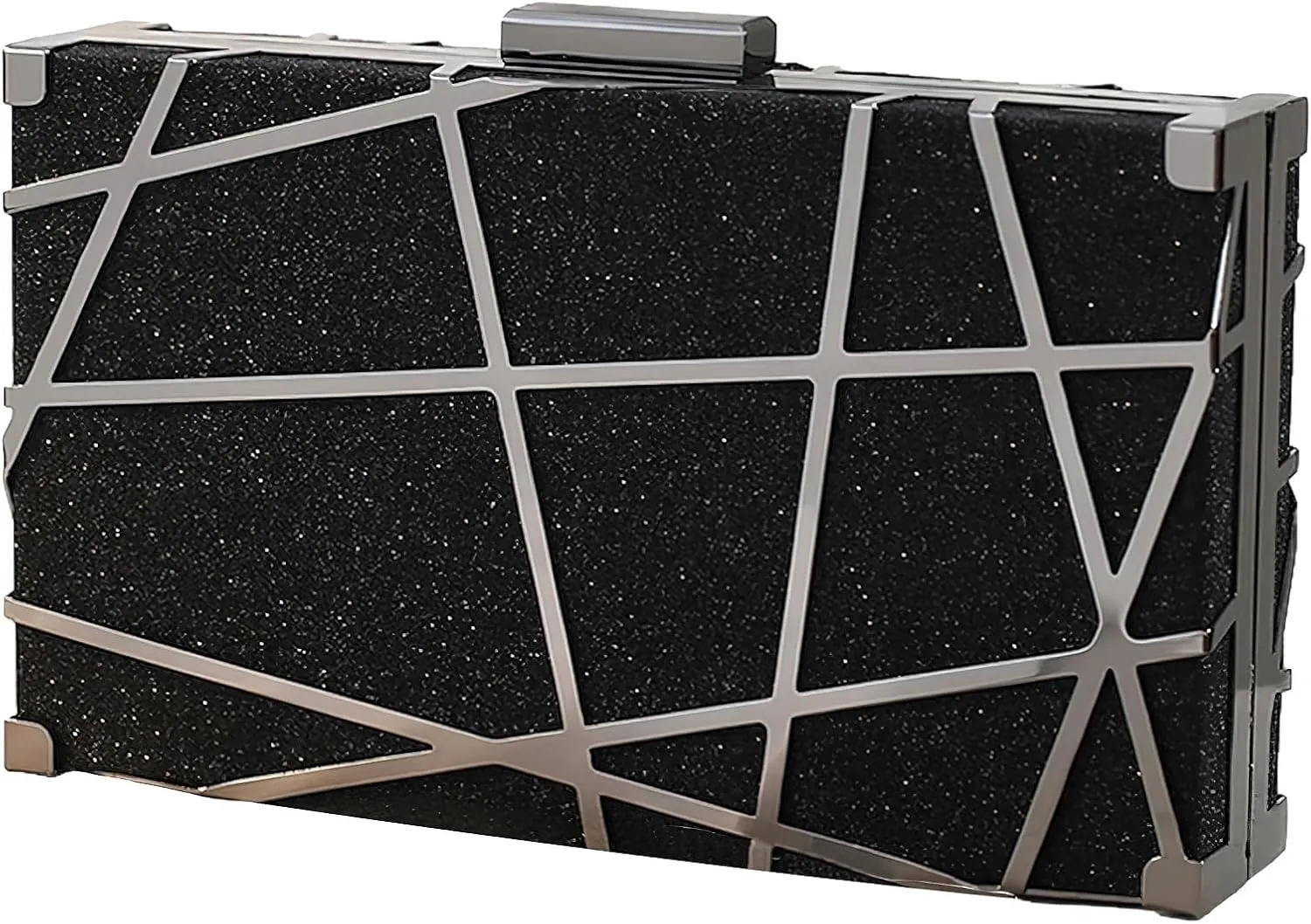 ANUFER Women's Sparkly Sequins Evening Clutch Bag Geometric Party Purse Bag with Two Chains