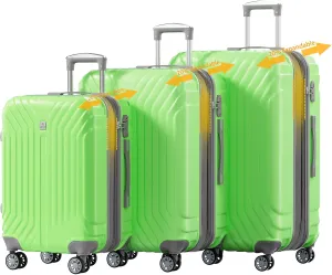 AnyZip Expandable Luggage Sets, 3 Piece Hard Shell Suitcase, Rolling Lightweight Travel Suitcases Sets with Wheels TSA Lock 20 24 28 Inch (LightGreen)