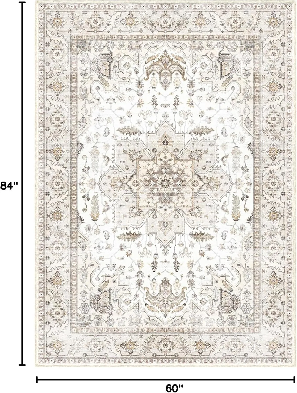 Area Rug 5x7, Machine Washable Rugs for Bedroom, Large Non Slip Rug for Bedroom Living Room Kitchen Entryway Bathroom Office Carpet