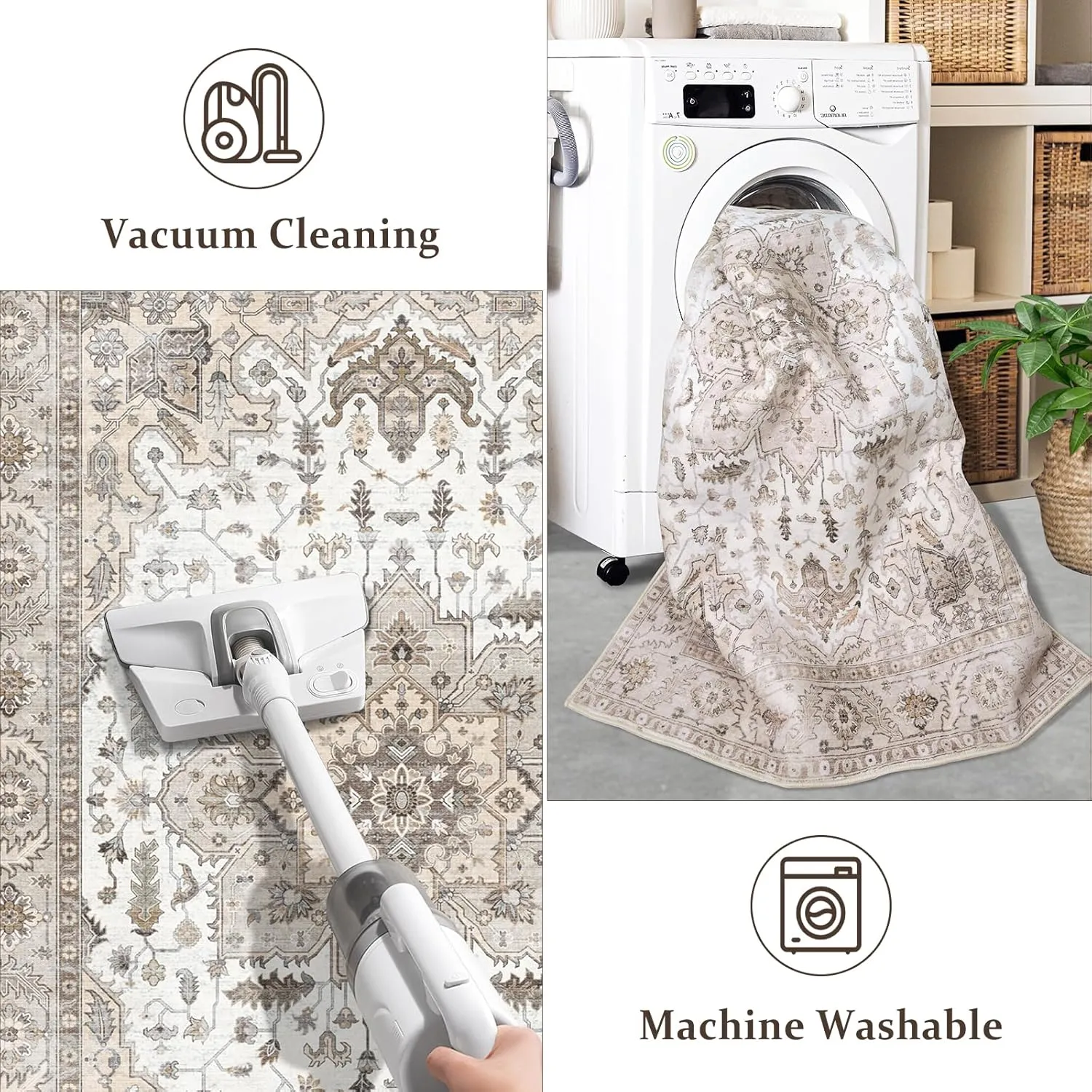 Area Rug 5x7, Machine Washable Rugs for Bedroom, Large Non Slip Rug for Bedroom Living Room Kitchen Entryway Bathroom Office Carpet