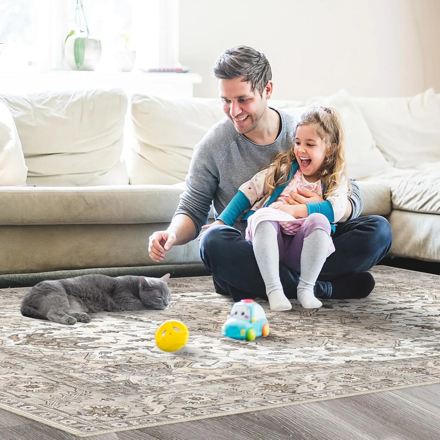 Area Rug 5x7, Machine Washable Rugs for Bedroom, Large Non Slip Rug for Bedroom Living Room Kitchen Entryway Bathroom Office Carpet