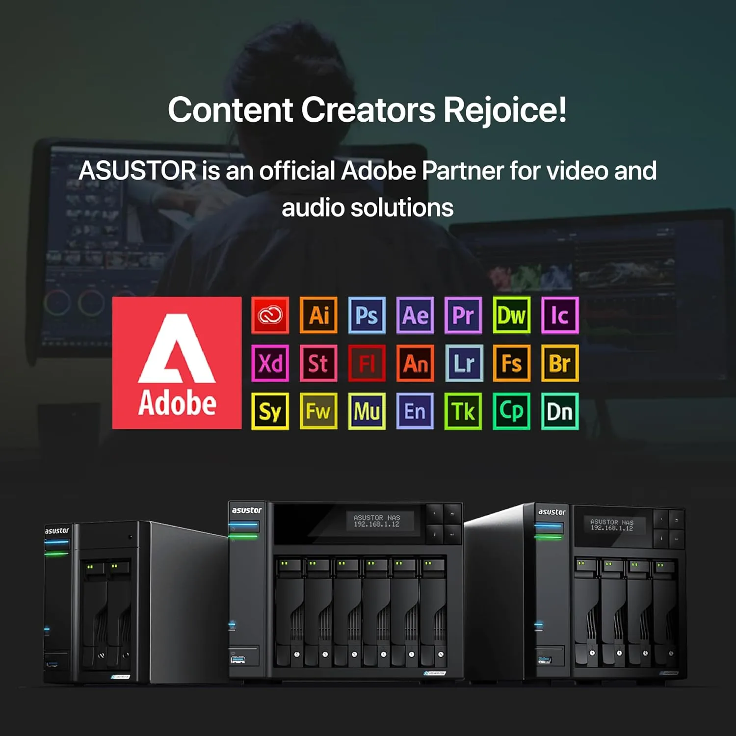 Asustor Lockerstor 2 Gen2 AS6702T - 2 Bay NAS, Quad-Core 2.0 GHz CPU, 4x M.2 NVMe slots (PCIe 3.0), Dual 2.5GbE, 4GB DDR4 RAM, Network Attached Storage (Diskless)