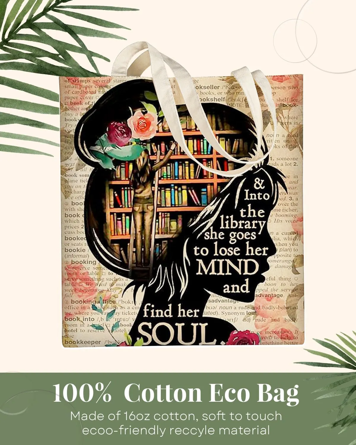 AUSVKAI Canvas Tote Bag Aesthetic for Women, Cute Reusable Cloth Cotton Bags for college Shopping Beach Grocery Trendy Gifts