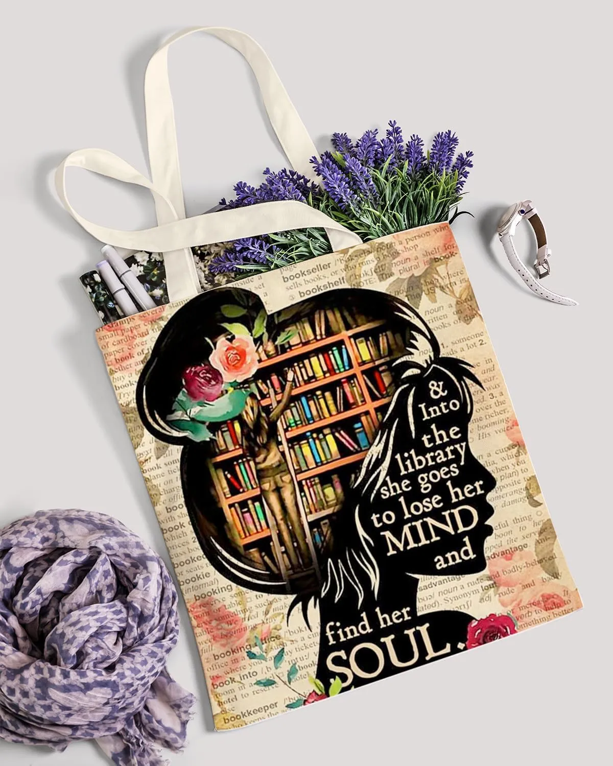 AUSVKAI Canvas Tote Bag Aesthetic for Women, Cute Reusable Cloth Cotton Bags for college Shopping Beach Grocery Trendy Gifts