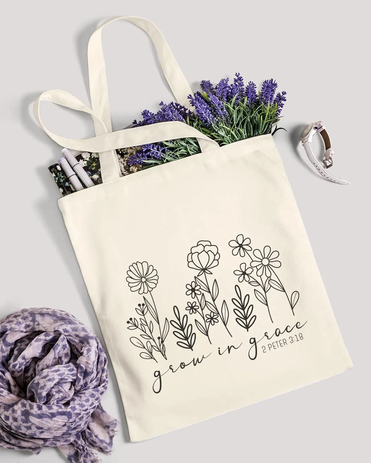 AUSVKAI Canvas Tote Bag Aesthetic for Women, Cute Reusable Cloth Cotton Bags for Shopping Beach Trendy Gifts