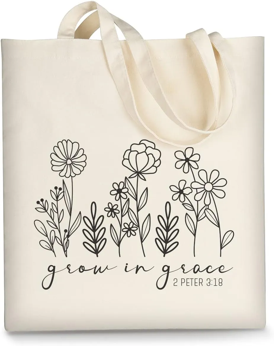 AUSVKAI Canvas Tote Bag Aesthetic for Women, Cute Reusable Cloth Cotton Bags for Shopping Beach Trendy Gifts
