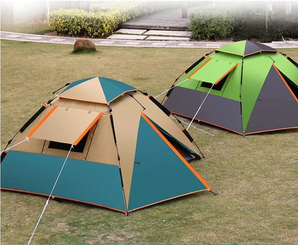 Automatic Pop Up Camping Tent 3-4 Person Rainproof Double Layer Instant Tent for Outdoor Hiking Tents for Camping (Green 280 * 210 * 135CM)