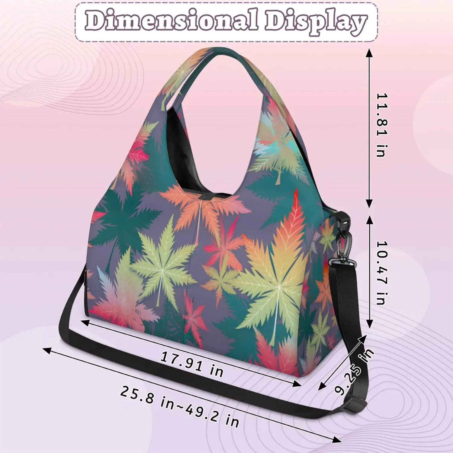 Autumn Maple Pattern Waterproof Gym Bag for Men Women, Sports Duffel Bag with Shoe Compartment Yoga Mat Holder, Portable Large Travel Bag for Fitness, Camping, Weekend Trips