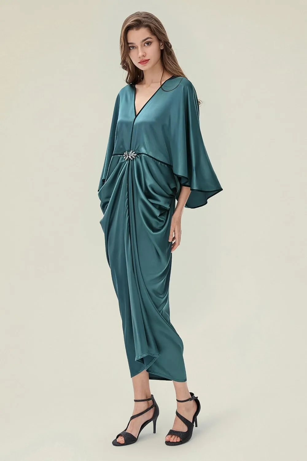 BABEYOND 1920s Dresses for Women - Hollywood Style Dress Great Gatsby Evening Gown with Outfit Batwing Sleeves Art Deco Coat