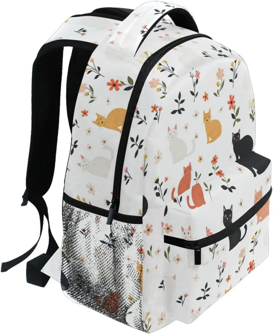 Backpacks for Men Women Fashion Stylish Travel Bags with Chest Strap for College Work Cartoon Sweet Cat White