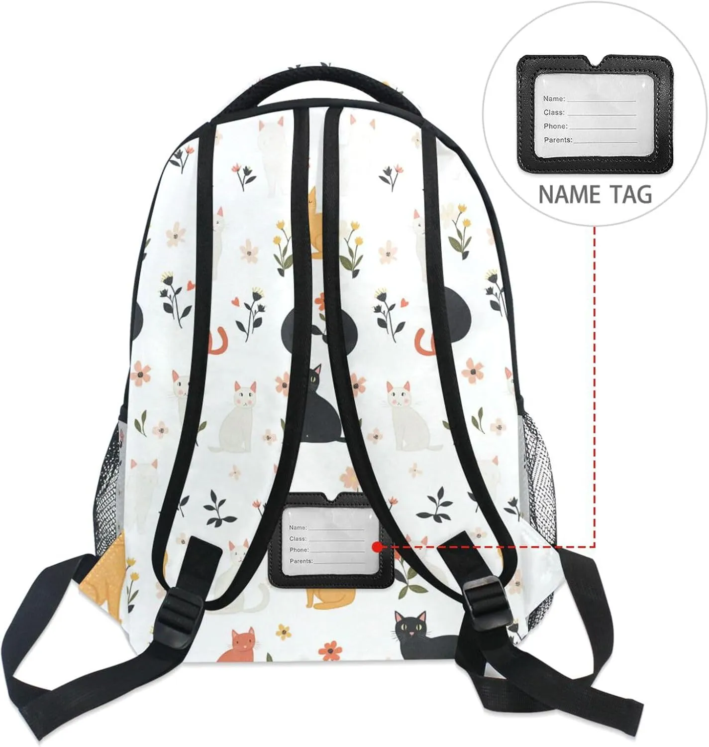 Backpacks for Men Women Fashion Stylish Travel Bags with Chest Strap for College Work Cartoon Sweet Cat White