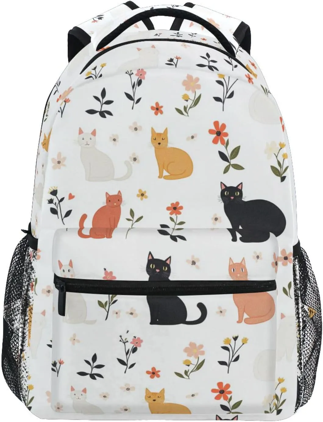 Backpacks for Men Women Fashion Stylish Travel Bags with Chest Strap for College Work Cartoon Sweet Cat White