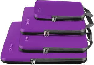 BAGAIL 4 Set/6 Set/8 Set Compression Packing Cubes Travel Accessories Expandable Packing Organizers(Purple ClothPattern 4 Set)