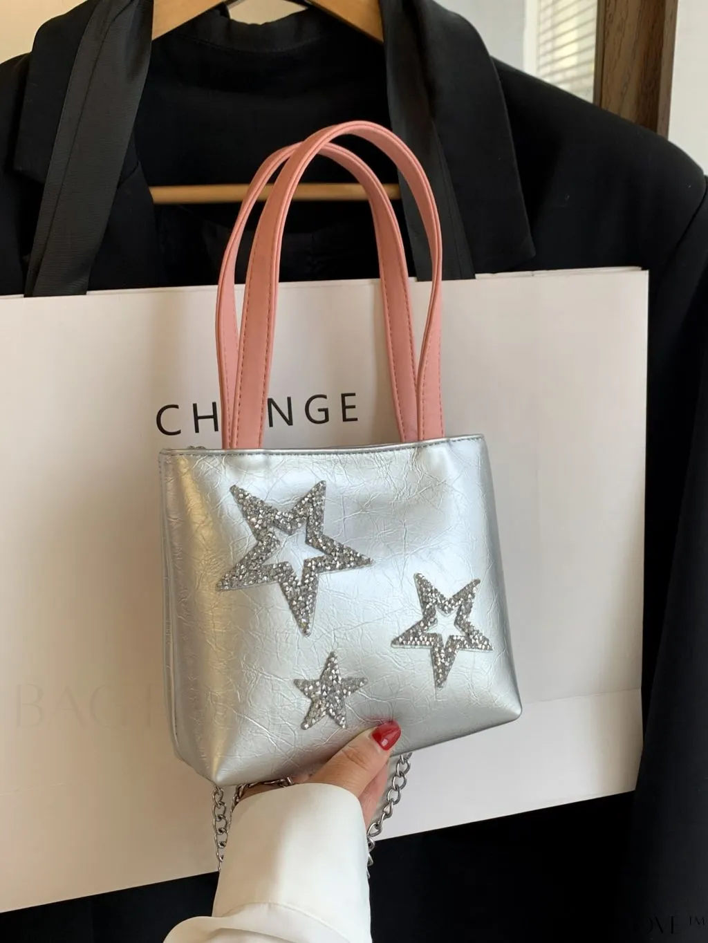 BagForLove - Stylish Rhinestone Embellished Star Chain Shoulder Bag - Fashionable & Chic