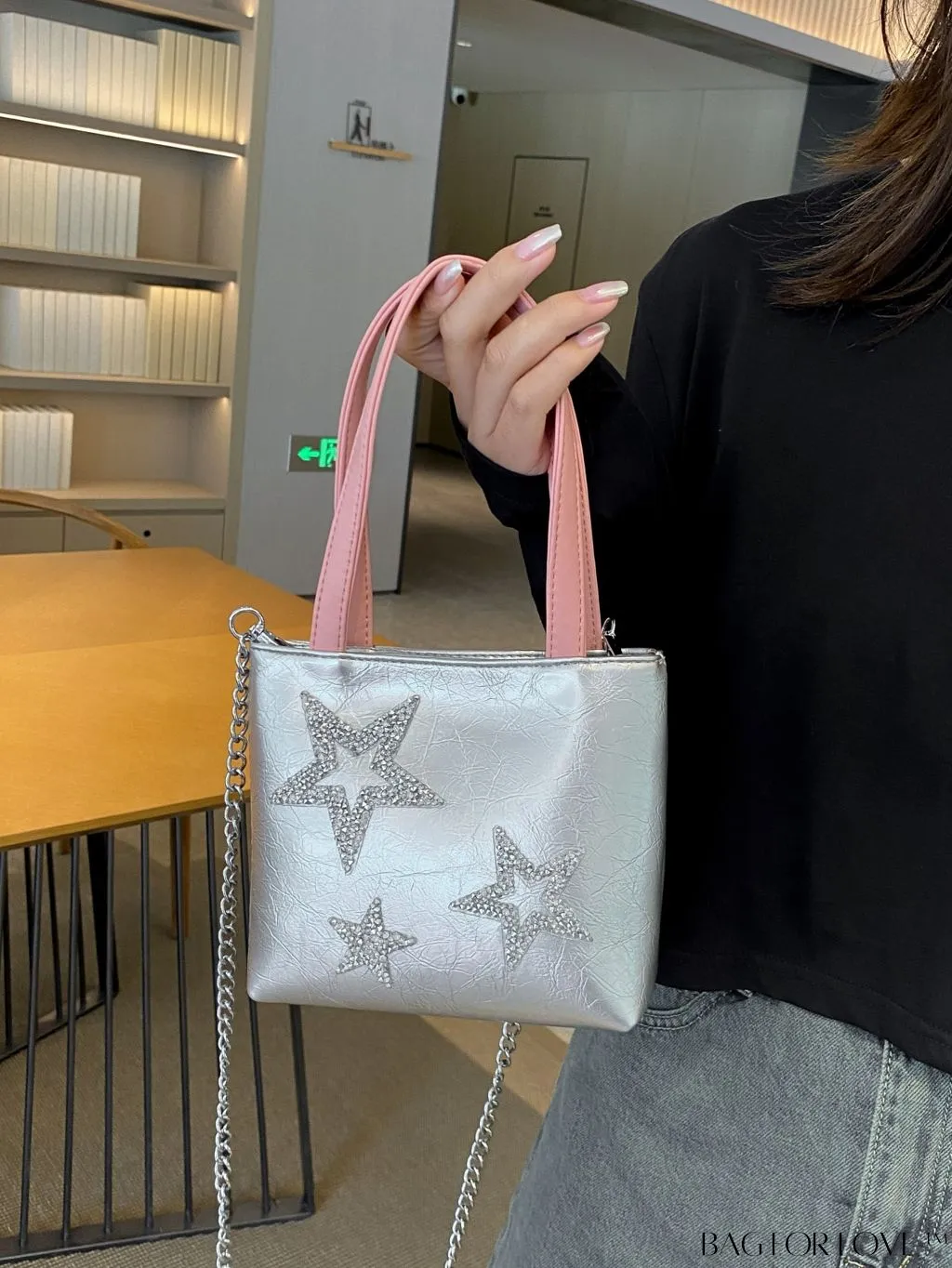 BagForLove - Stylish Rhinestone Embellished Star Chain Shoulder Bag - Fashionable & Chic