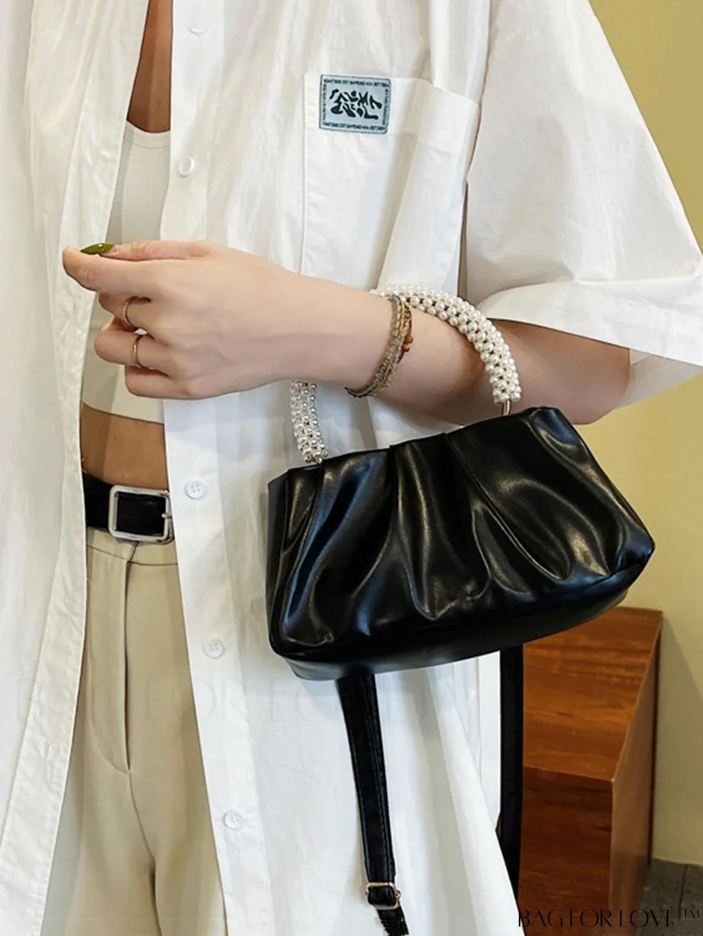 BagForLove - Stylish Summer Crossbody Bag with Faux Pearl Handle and Pleated Design