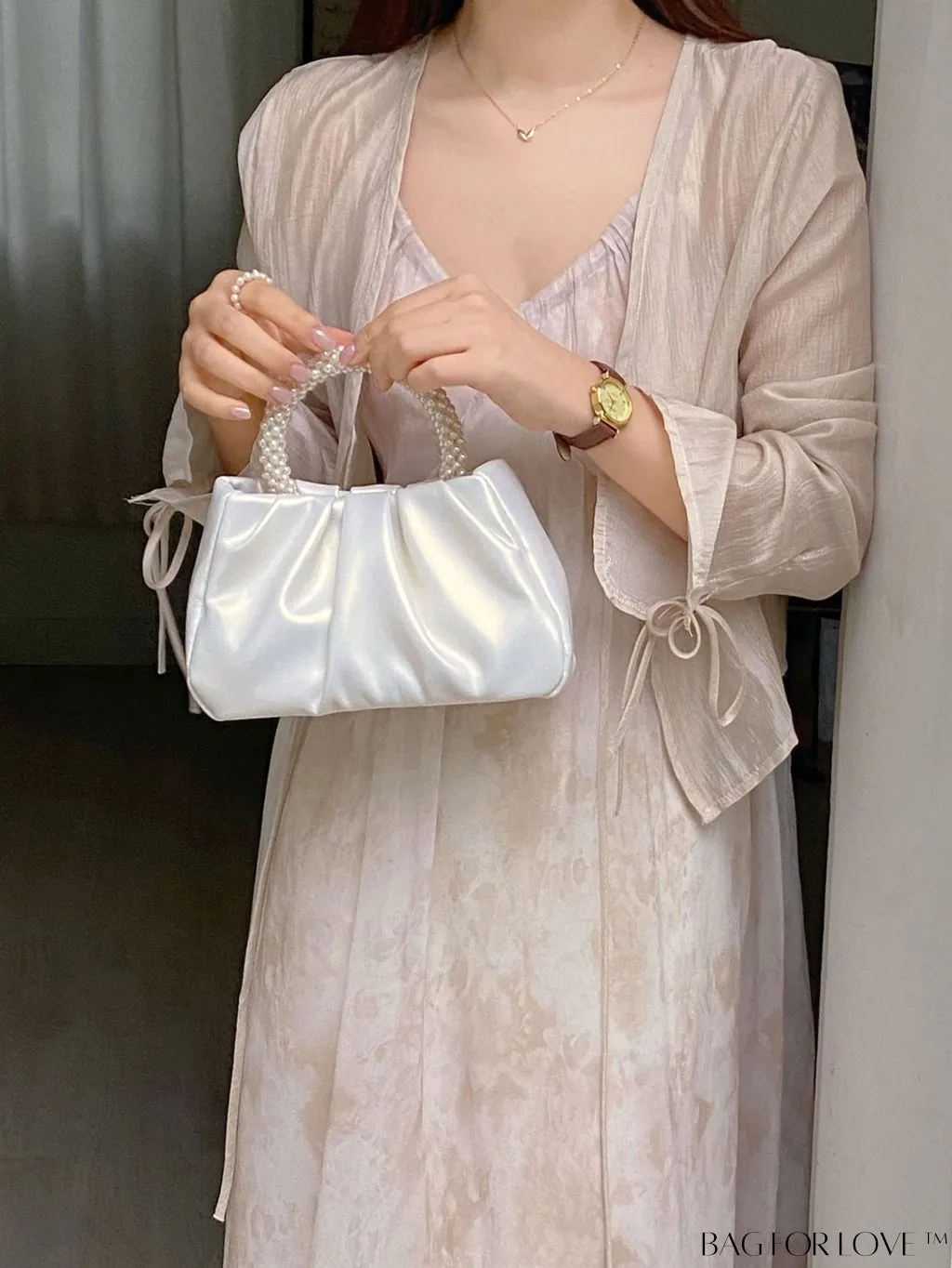 BagForLove - Stylish Summer Crossbody Bag with Faux Pearl Handle and Pleated Design