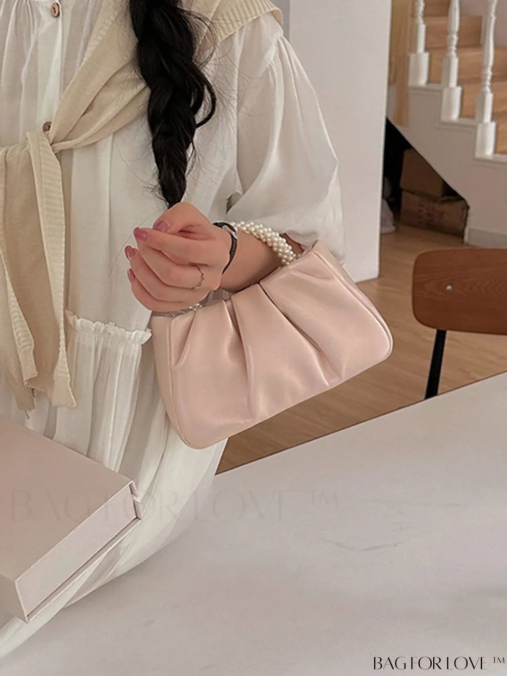 BagForLove - Stylish Summer Crossbody Bag with Faux Pearl Handle and Pleated Design