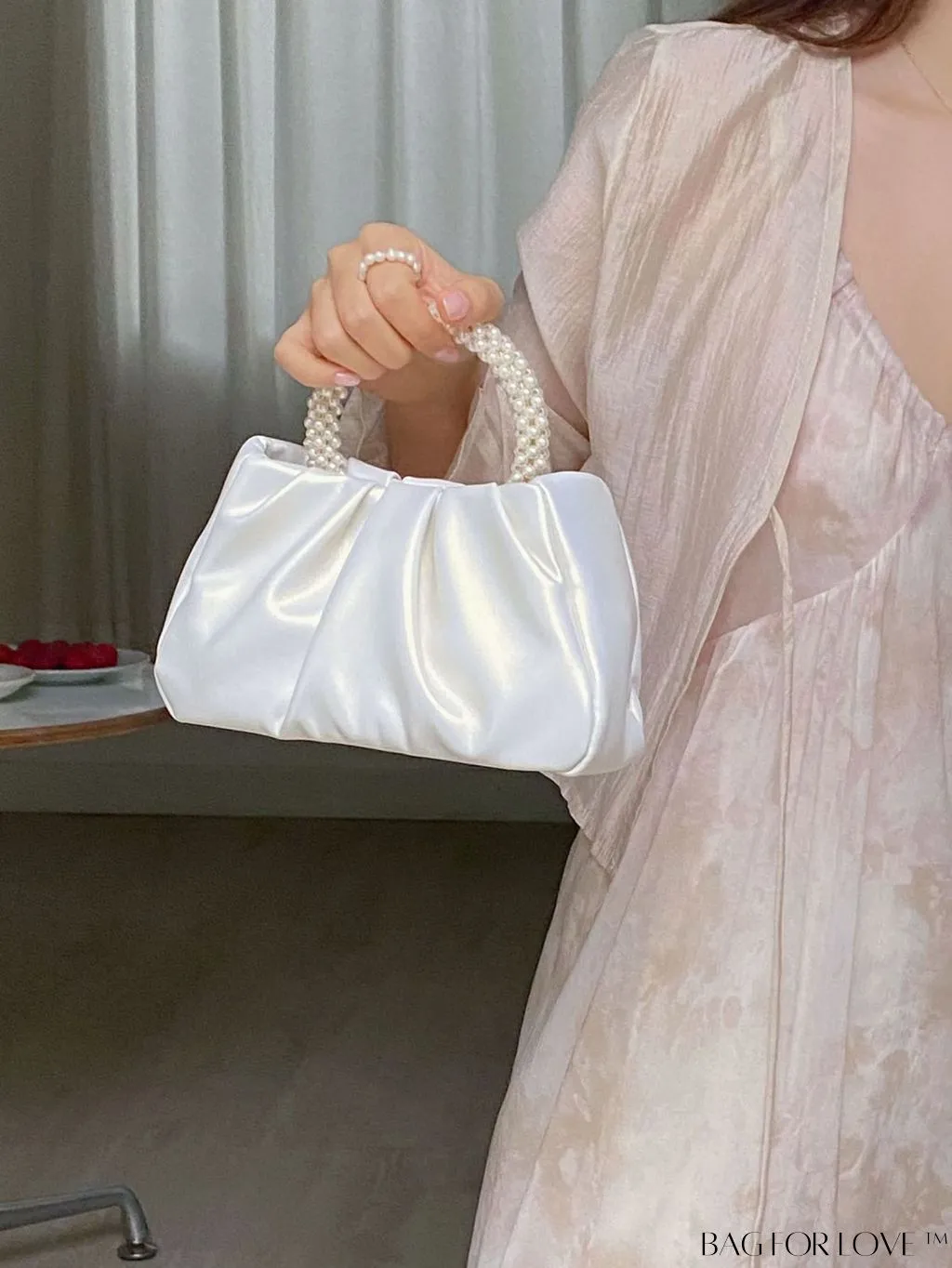 BagForLove - Stylish Summer Crossbody Bag with Faux Pearl Handle and Pleated Design